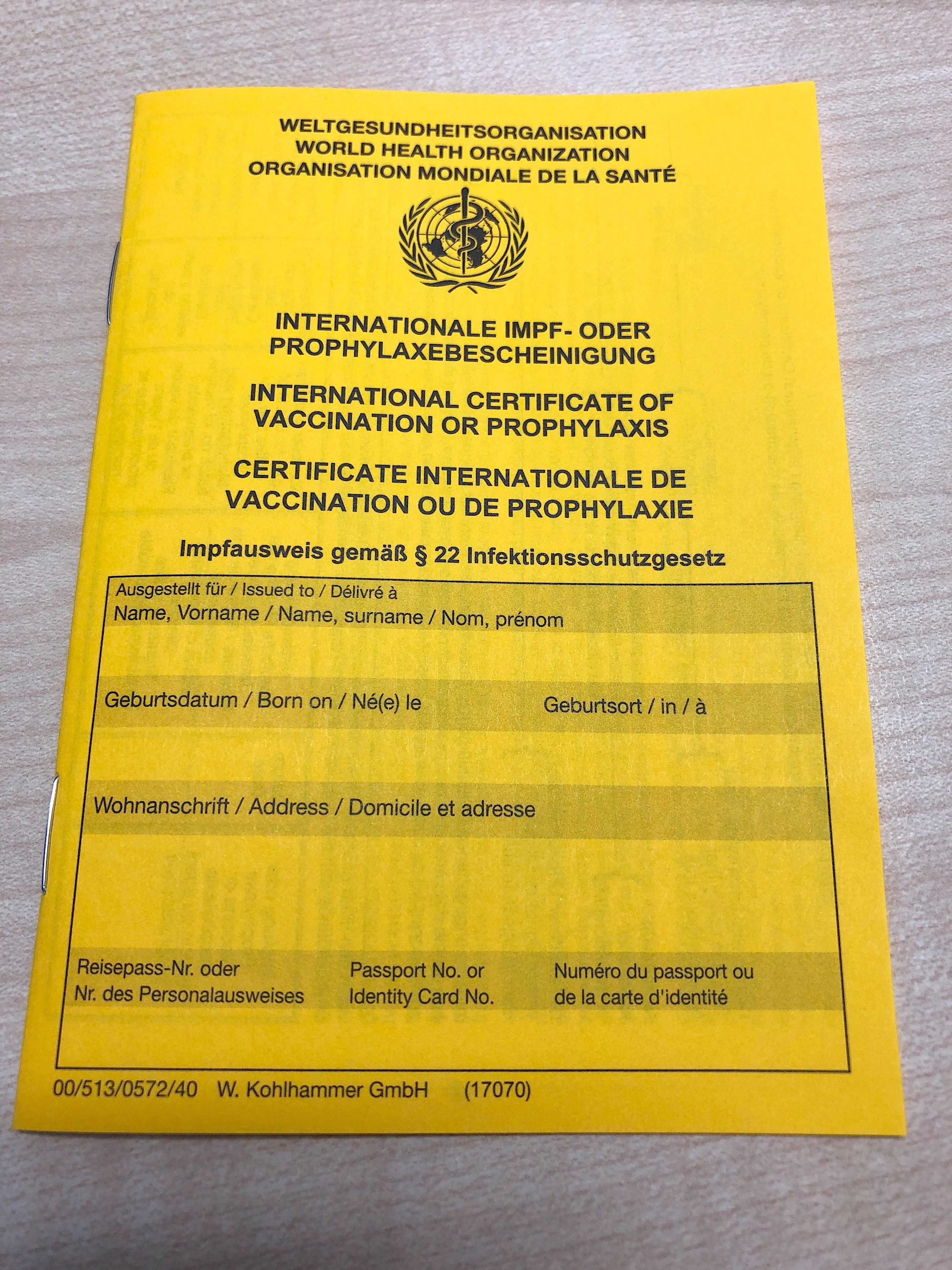 Gelber Impfausweis